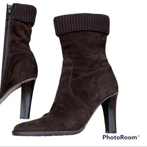 J. Crew Italian brown suede knit cuff boots 7
